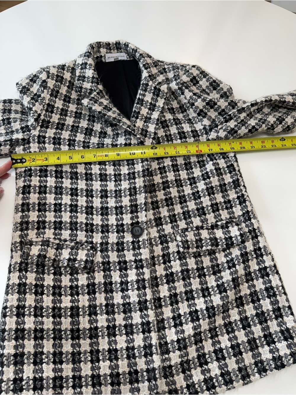 Black & White Houndstooth Blazer - Tailored Women's Suit Jacket Size Large - Picture 3 of 9